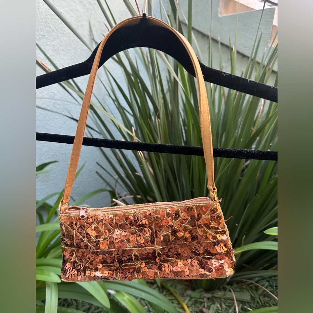 Vintage Sequin Gold Sequin & Satin Women's mini purse